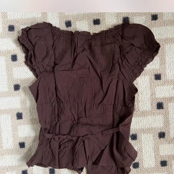 Reformation Chocolate Ruffle Alabama Blouse - Picture 4 of 6